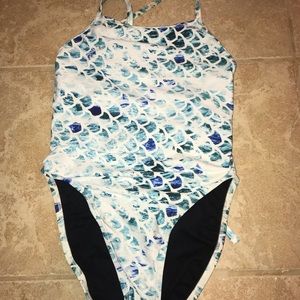 Jolyn mermaid print tie back onesie